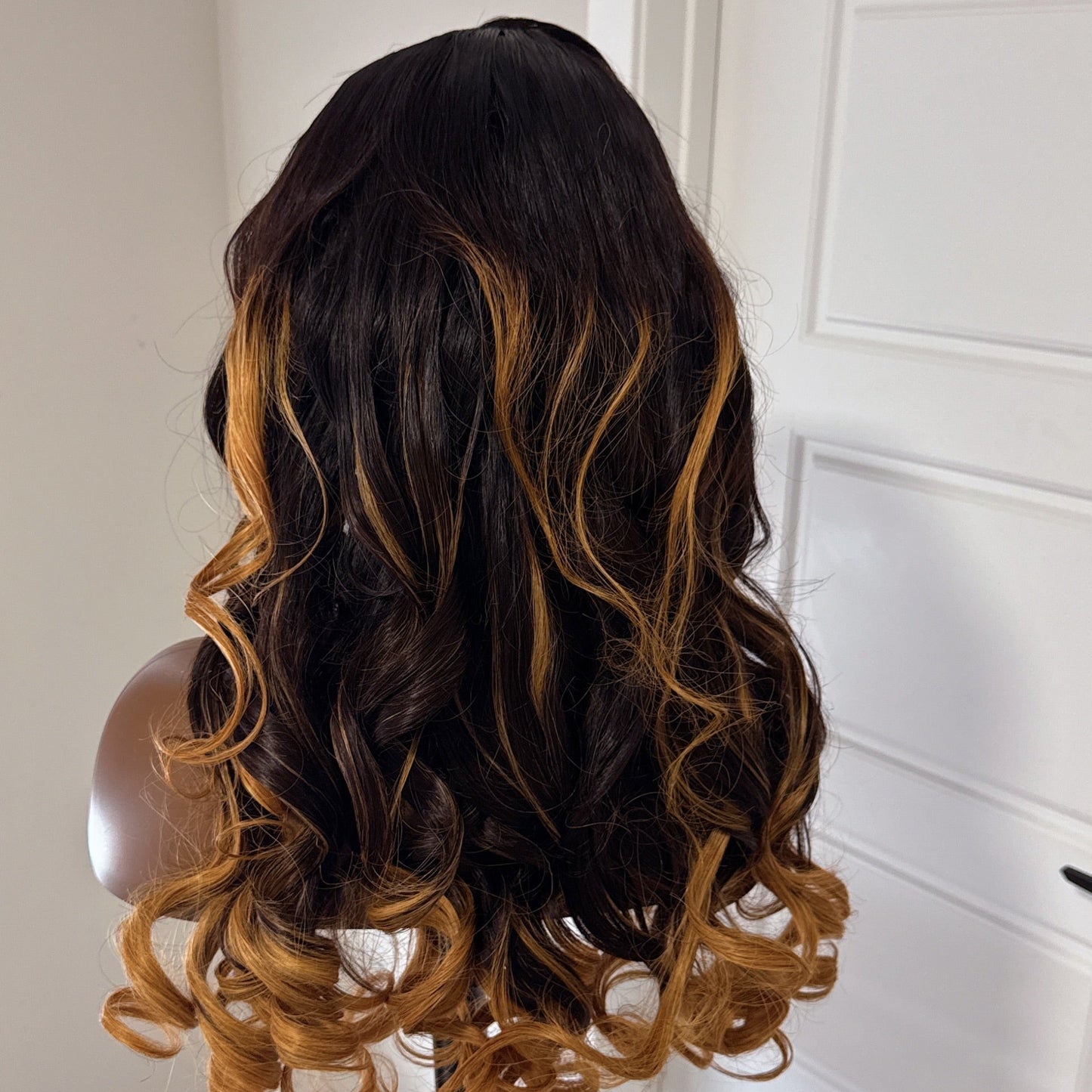 1B Wig with Blonde Highlights- Raw Human Hair, Pre-Plucked, Glueless, Ready to Wear Wig - KADHAIR