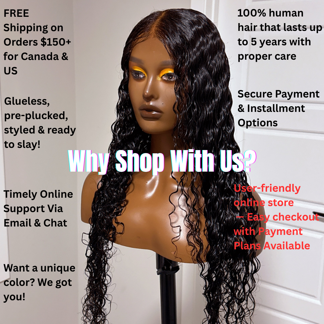Deep Wave Wig – Swiss Lace Closure, 100% Human Hair, 180% Density, Glueless