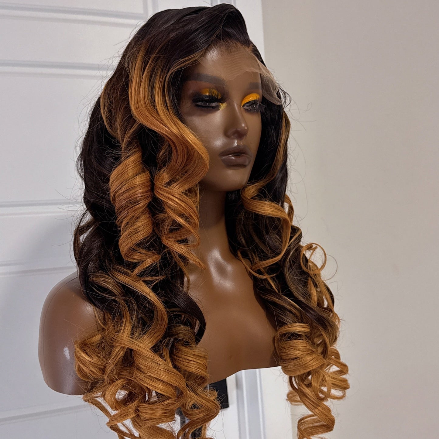 1B Wig with Blonde Highlights- Raw Human Hair, Pre-Plucked, Glueless, Ready to Wear Wig - KADHAIR