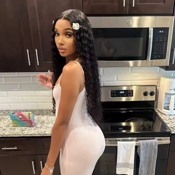 Deep Wave Wig – Swiss Lace Closure, 100% Human Hair, 180% Density, Glueless
